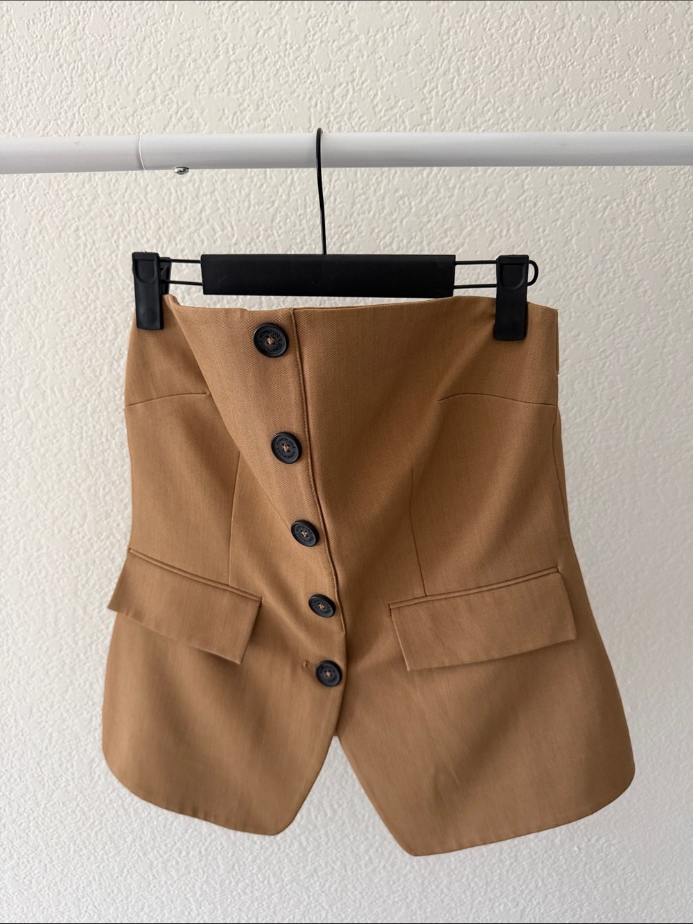 Strapless Button Front Camel top vest